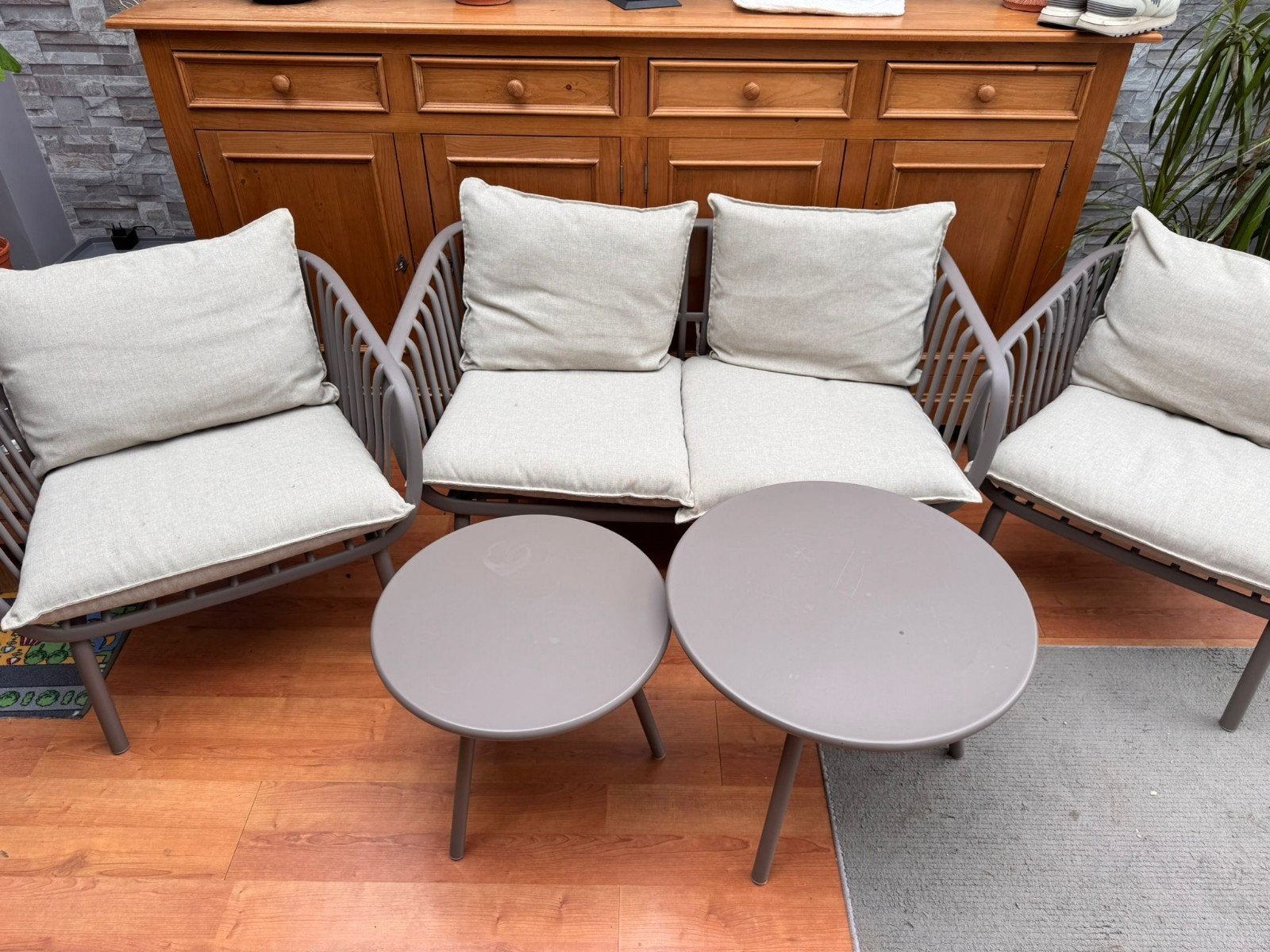 Salon de jardin à vendre en seconde main, Tuin en Terras, Tuinsets en Loungesets, Ophalen, 4 zitplaatsen, Gebruikt, Bijzettafel