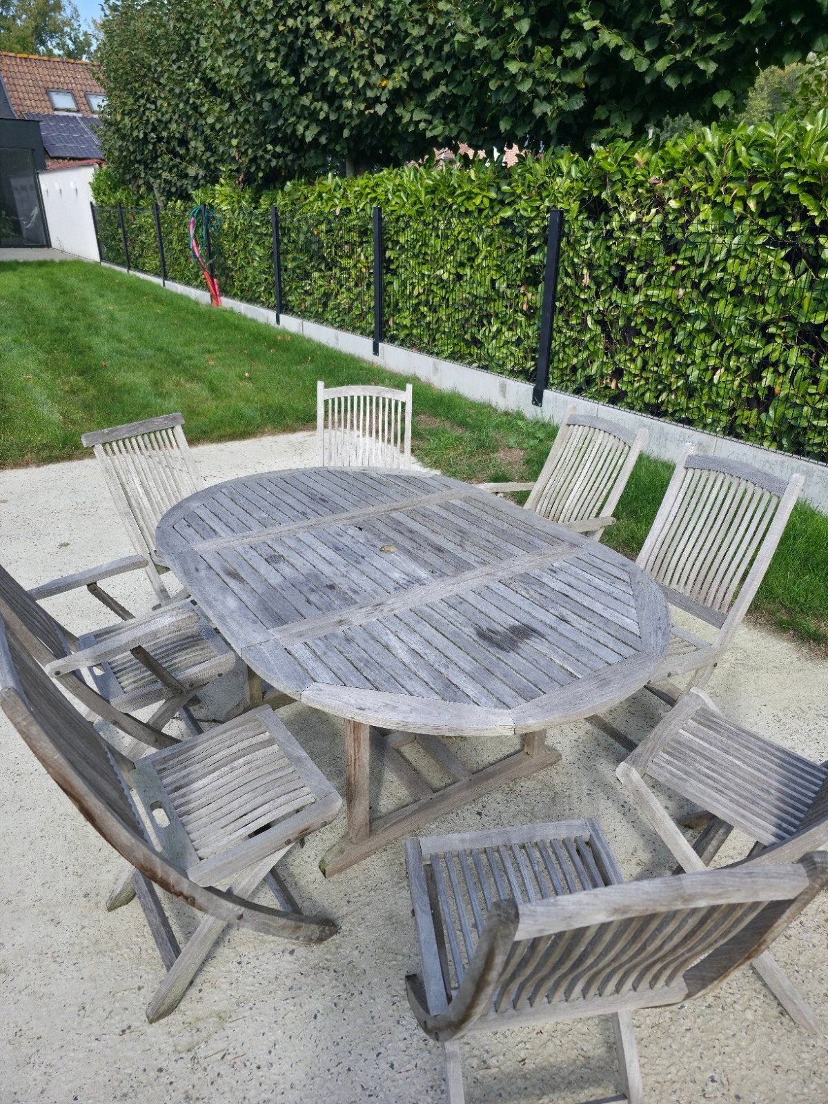 Teak tuinset met 8 stoelen, Salons de jardin, 8 places, Utilisé, Enlèvement