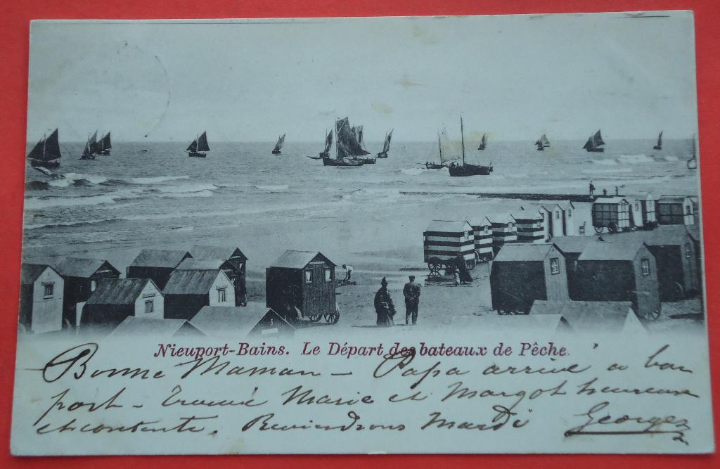 Nieuwpoort - Nieuport Le Départ des bateaux de Pêche, Enlèvement ou Envoi, Avant 1920, Affranchie, Flandre Occidentale