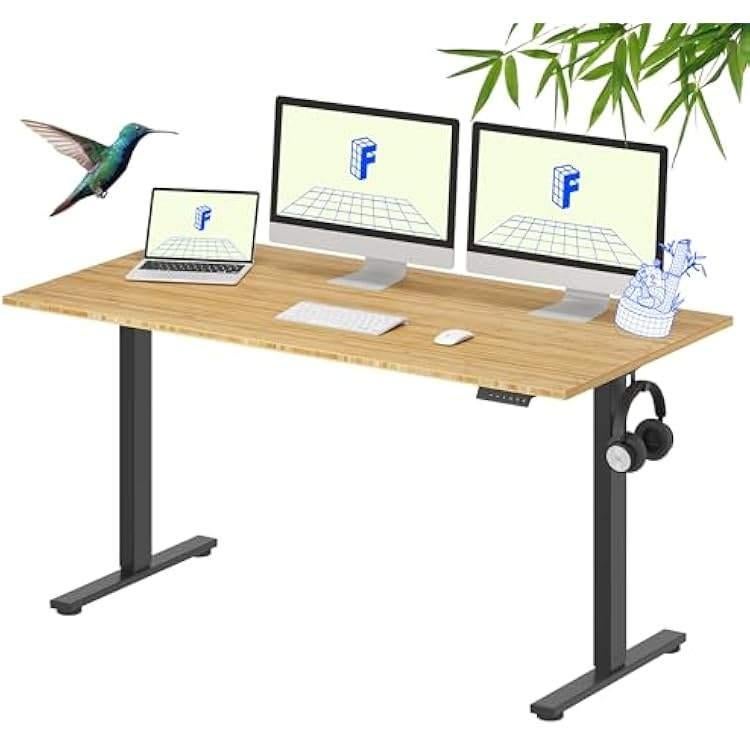 Bureau assis-debout flexispot bambou, Huis en Inrichting, Bureaus, Ophalen, Elektrisch, Hout, 180 cm