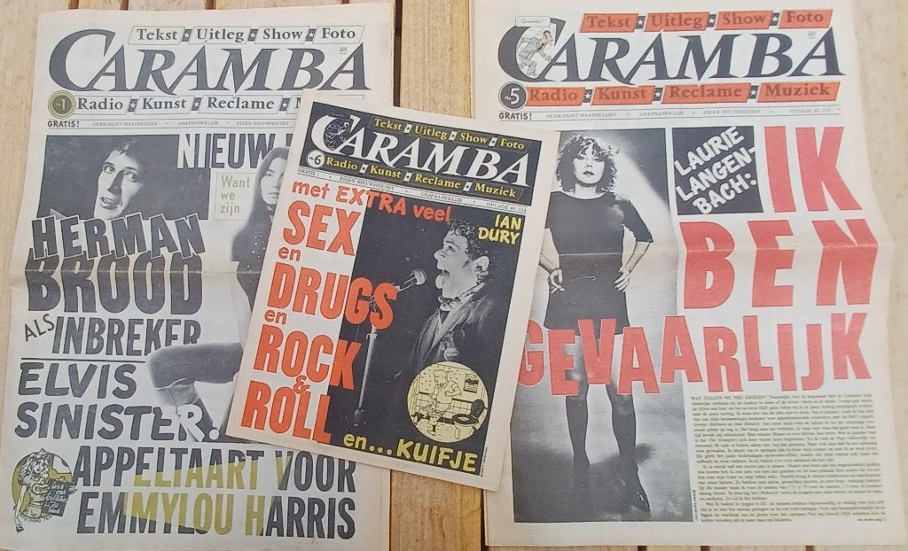 3 x CARAMBA// 1977// Talking Heads/Herman Brood/Ian Dury, Ophalen of Verzenden, Tijdschrift