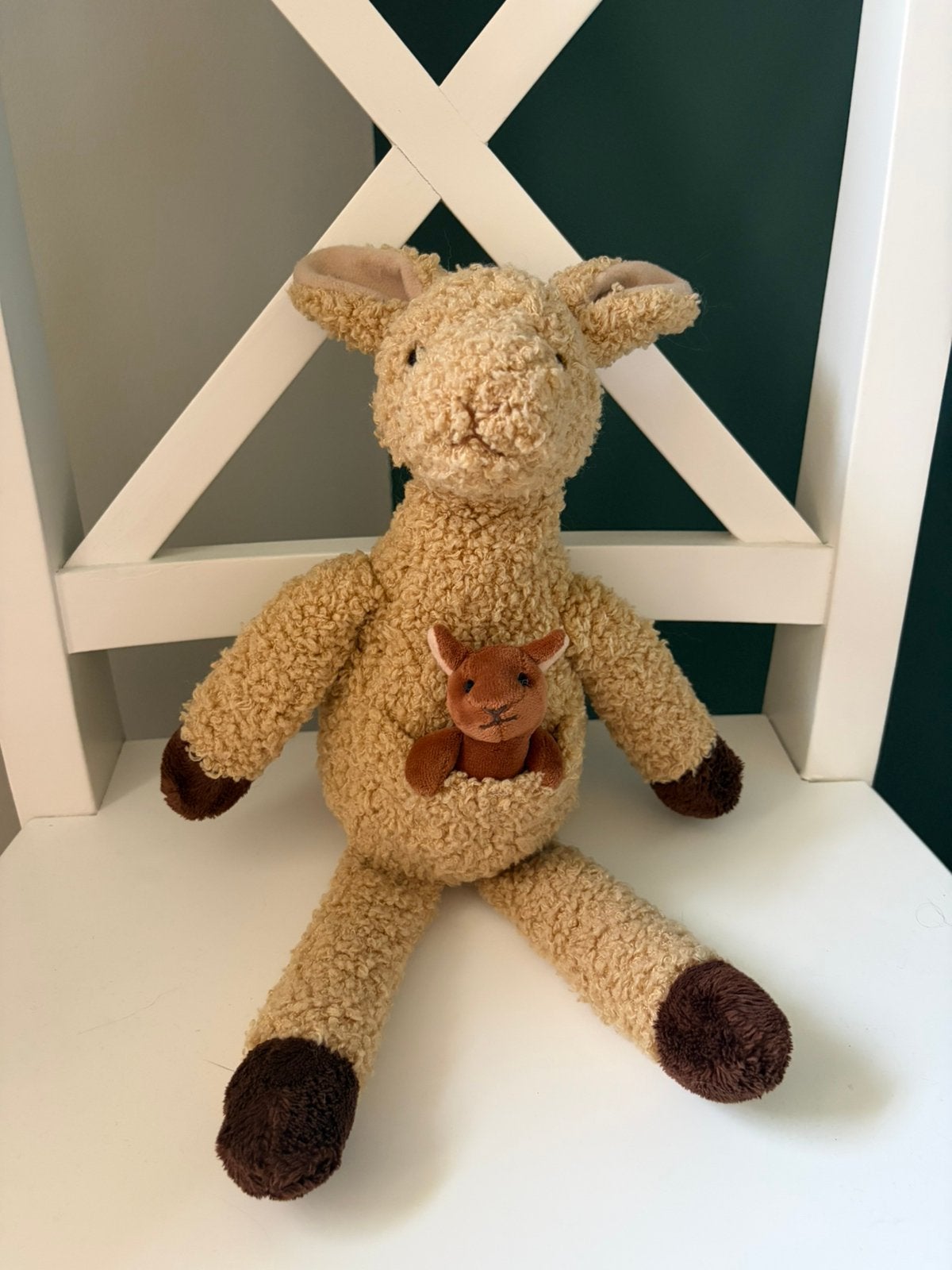 Knuffel kangoeroe met baby, Kinderen en Baby's, Overige karakters, Overige typen, Ophalen of Verzenden, Zo goed als nieuw