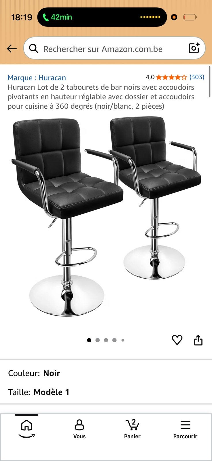 Tabouret de bar blanc, Maison & Meubles, Enlèvement, Comme neuf