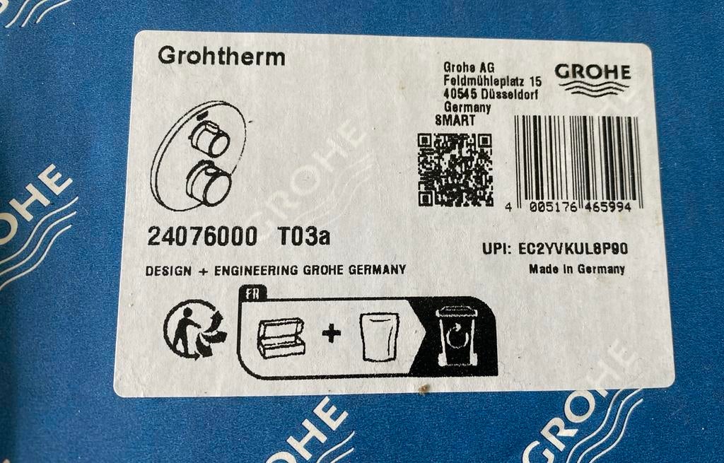 NIEUW: GROHE Grohtherm Thermostatische Mengkraan - 24076000, Doe-het-zelf en Bouw, Ophalen, Nieuw, Chroom, Douche