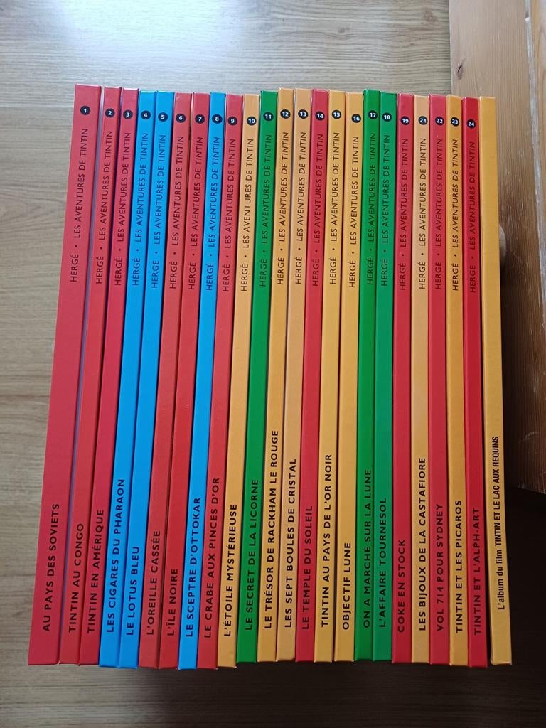 Bd Tintin 1 à 24 (sauf le 20 , manque Tintin au Tibet, Meerdere stripboeken, Ophalen of Verzenden, Zo goed als nieuw, Hergé
