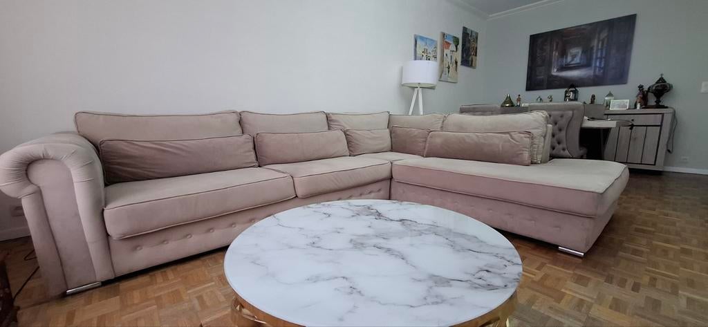 Fauteuil beige claire design élégant neuf, Enlèvement