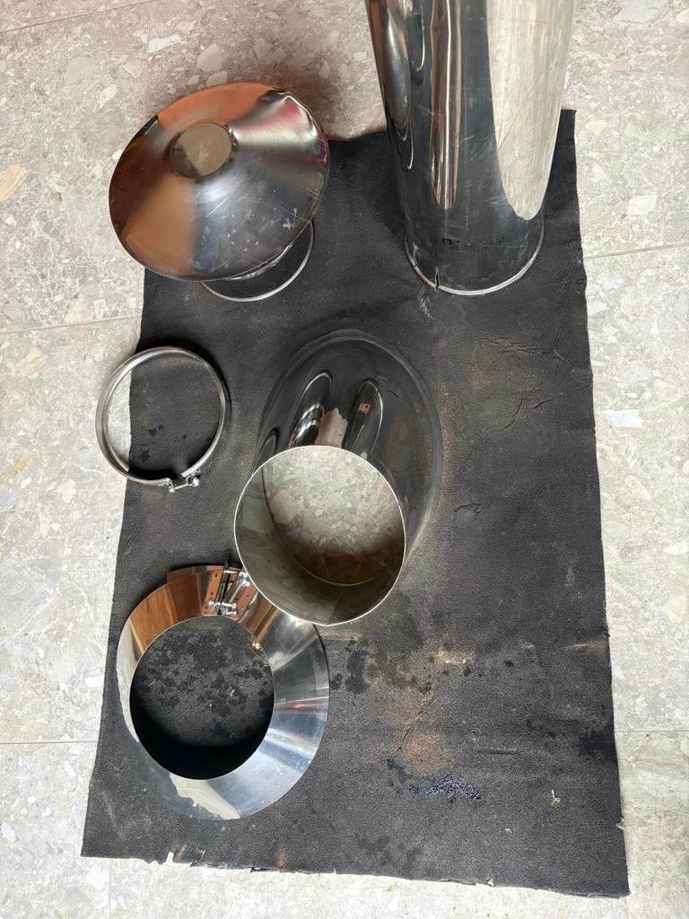 Dubbelwandige schouw met dakdoorvoer., Doe-het-zelf en Bouw, Ophalen, Zo goed als nieuw, Minder dan 2 meter, 80 mm of meer