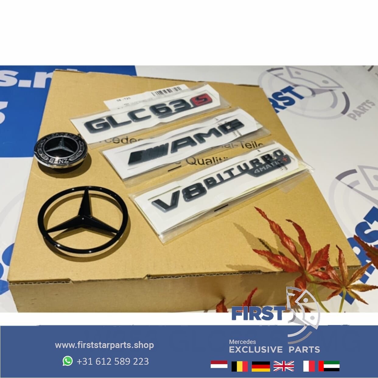 W253 GLC63 V8 4matic+ AMG COMPLETE LOGO SET ZWART EMBLEMEN S, Gebruikt, -, Ophalen of Verzenden, -
