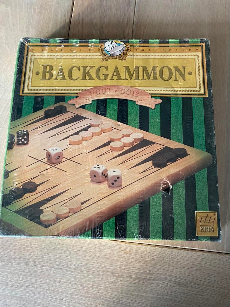 Bordspel backgammon hout NIEUW in verpakking, Hobby & Loisirs créatifs, 1 ou 2 joueurs, Enlèvement ou Envoi, Neuf, King