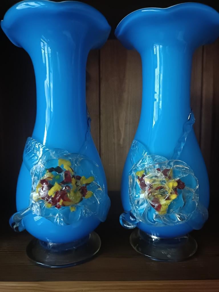 Vintage geblazen Murano-vazen uit de jaren 60 (2), Antiek en Kunst, Antiek | Vazen, Ophalen