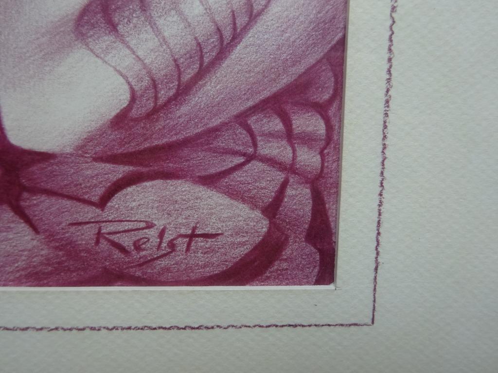 Jean Relst, roodkrijt, 32 x 24 cm, Portret 1996, Antiek en Kunst, Ophalen of Verzenden