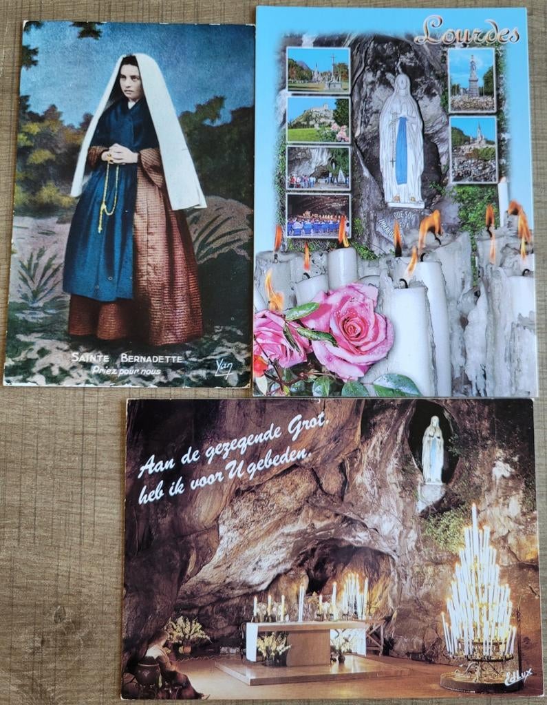 3 postkaarten: Lourdes, Enlèvement ou Envoi, 1980 à nos jours, Affranchie, France