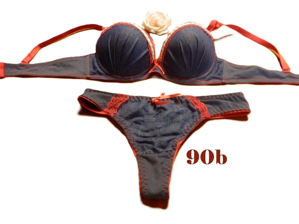 (64) - ensemble soutien femme t.90b / t.38 bleu rouge, Ophalen of Verzenden, Blauw, Setje