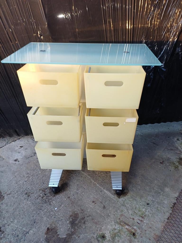 Vintage trolley  rolcontainer, Ophalen, Kunststof