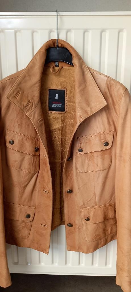 Lederen jas, Kleding | Dames, Beige, Zo goed als nieuw, Jacques Locci, Ophalen