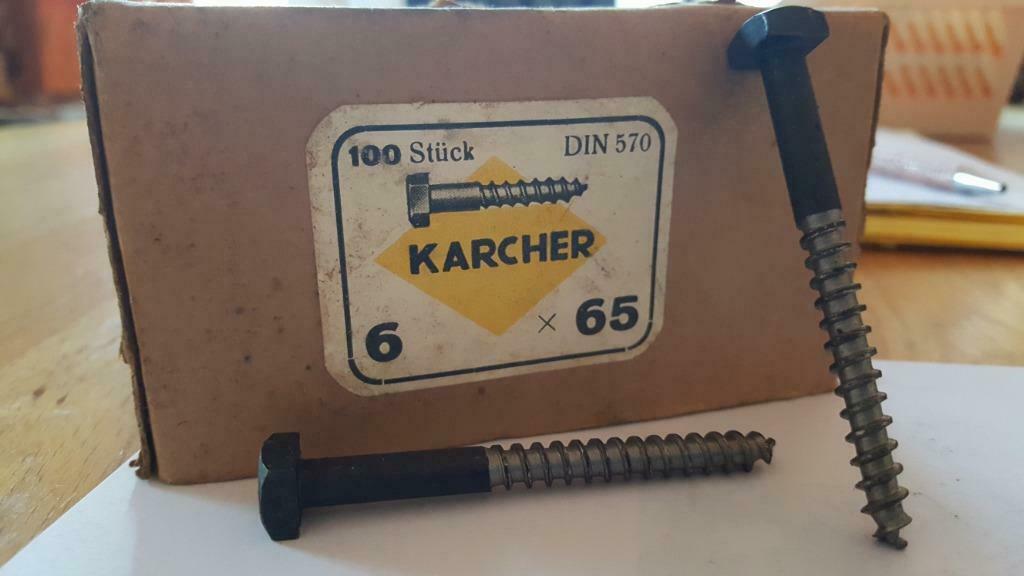 boîte de 100 tire fonds 6x65 tête carrée, Enlèvement ou Envoi, Comme neuf, 50 à 100 mm, Vis