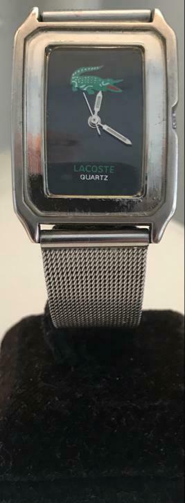LACOSTE vintage quartz horloge (jaren 70) mesh armband, Handtassen en Accessoires, Zilver