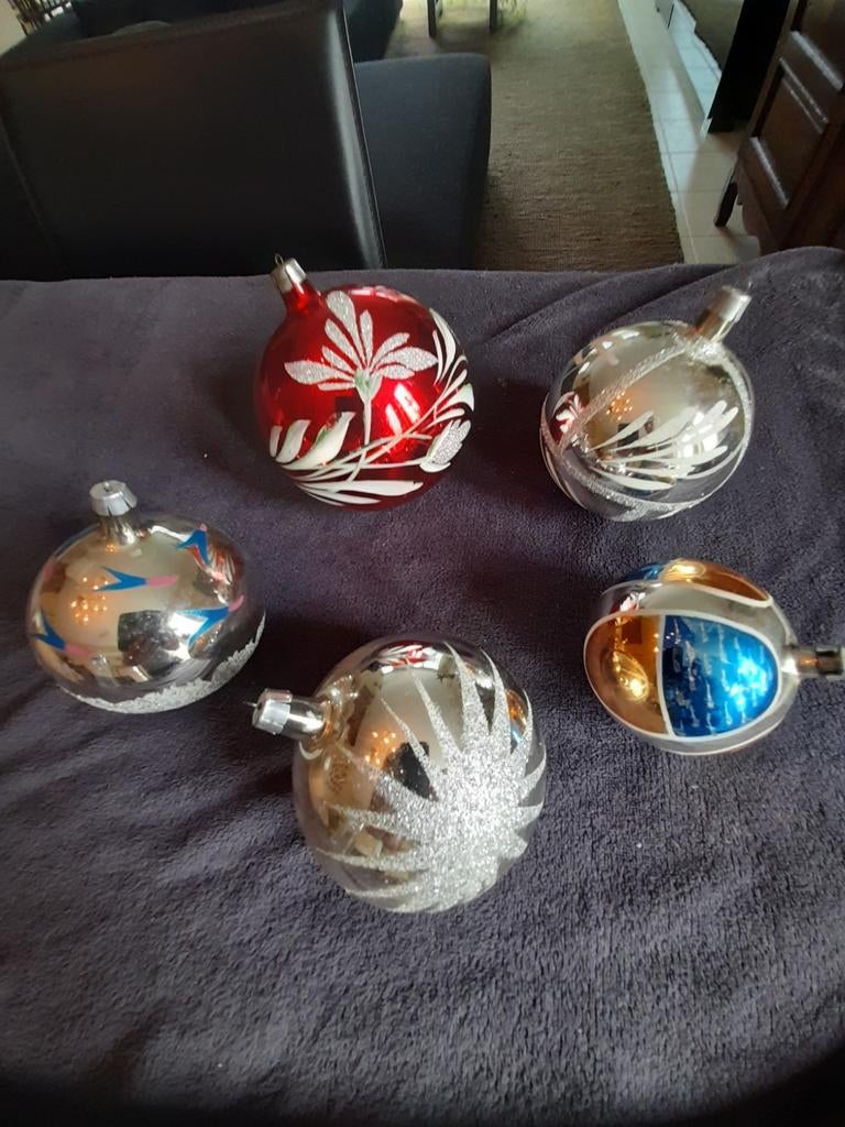Grote oude kerstballen jaren 50, Ophalen of Verzenden, Gebruikt