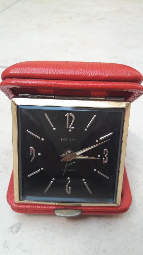 Ancien réveil de voyage DELUXE 2 rubis à remontoir - GERMANY, Enlèvement ou Envoi