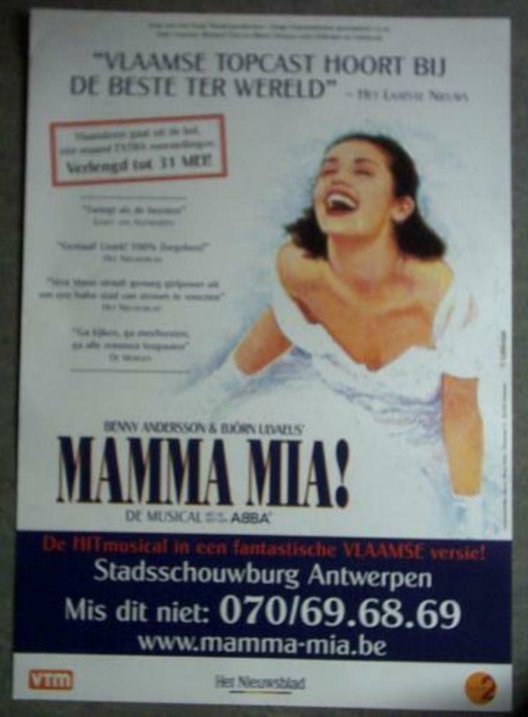 affiche Mamma Mia! Vlaamse versie Antwerpen 2006, Ophalen of Verzenden, Nieuw