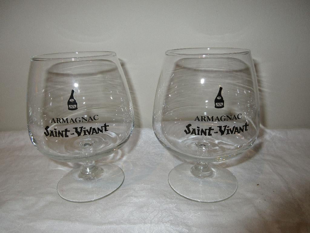 2 verres à cognac ARMAGNAC SAINT-VIVANT, Collections, Vins, Enlèvement