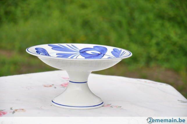*fruitier sur pied en faience nimy 4 fleurs bleu, Enlèvement ou Envoi
