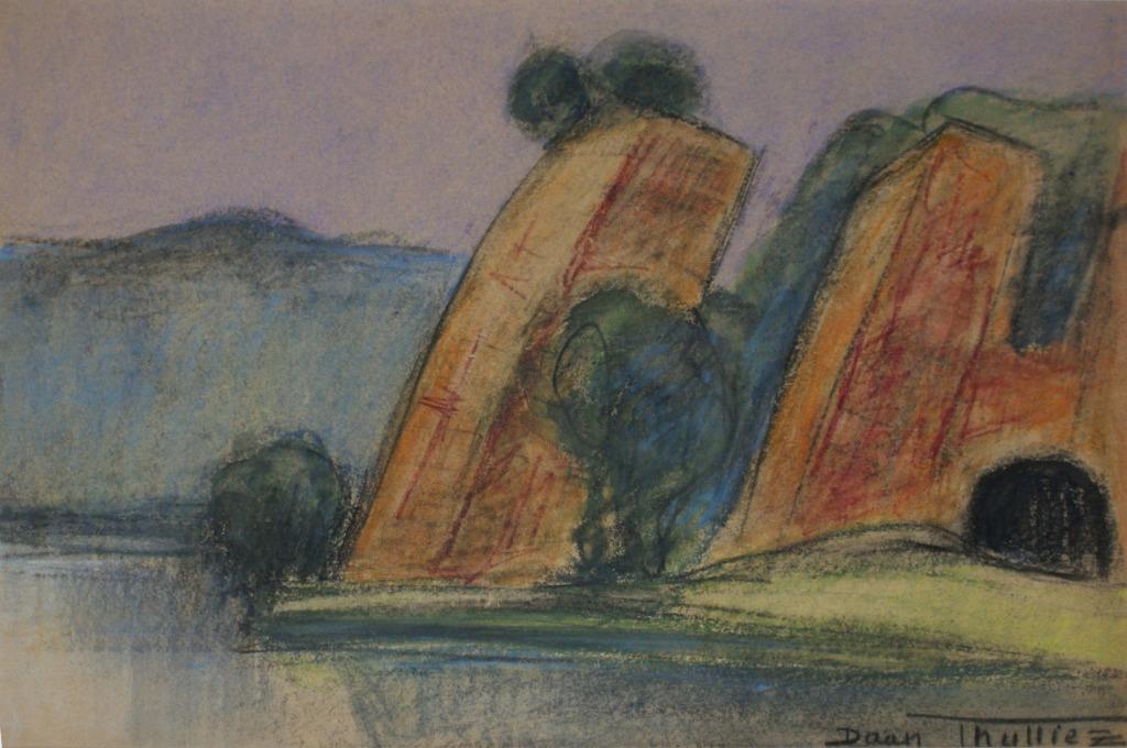 Daan Thulliez (1902-1965): Landschap (50 x 40 cm), Ophalen of Verzenden