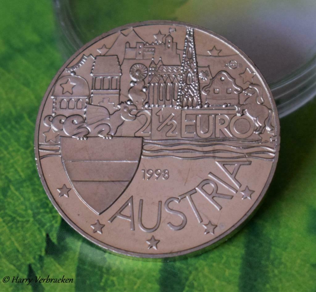 Penning Oostenrijk 2 1/2 euro 1998, Verzenden, Oostenrijk, Losse munt