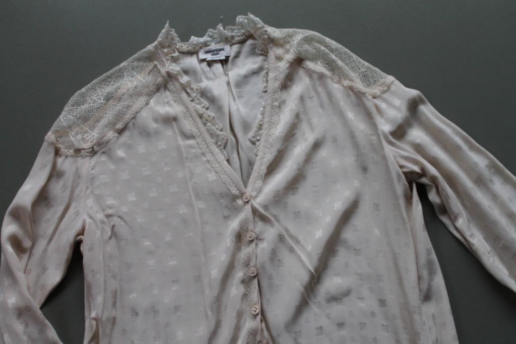 ZGAN cremekl zijden blouse Zadig & Voltaire Deluxe met kant, Maat 38/40 (M), Zadig & Voltaire, Overige kleuren, Verzenden