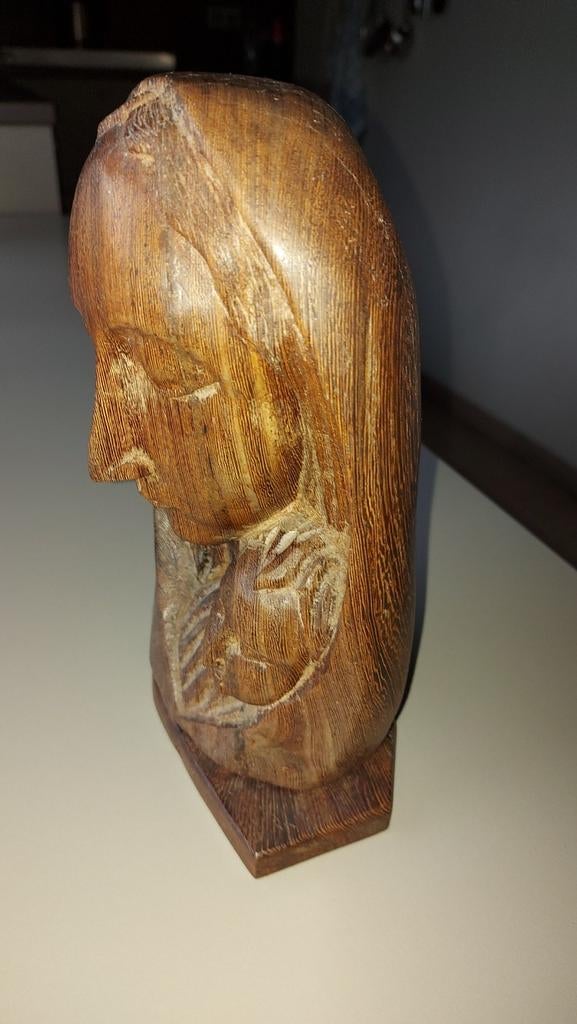 Zwaar houten Madonna buste., Antiek en Kunst, Kunst | Beelden en Houtsnijwerken, Ophalen