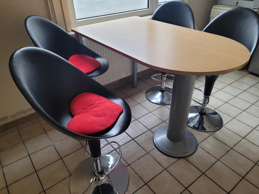 set de cuisine table haute + 4 sièges baquets, Métal, 100 à 150 cm, Quatre personnes, Enlèvement
