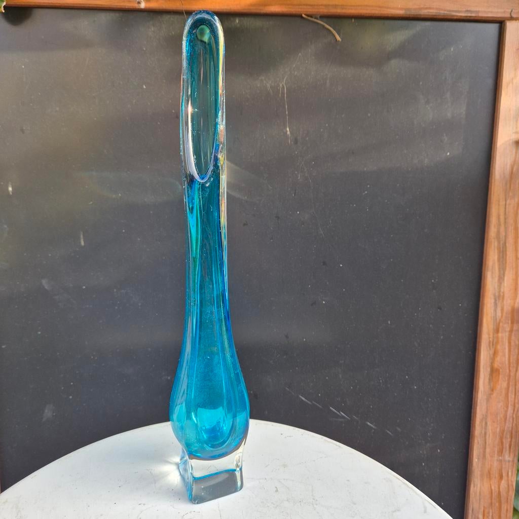Murano Chambord turquoise vaas van Fratelli Toso, Ophalen of Verzenden