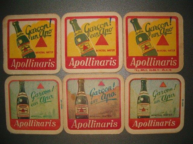 Apollinaris 1 : Verzameling : 24 oude bierviltjes, Verzamelen, Ophalen of Verzenden, Zo goed als nieuw, Viltje(s)