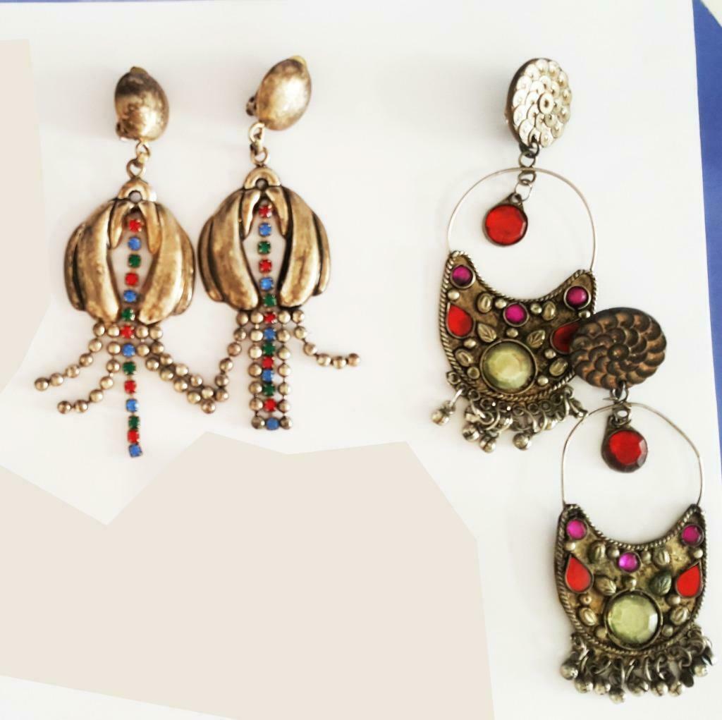 boucle d'oreille clip métal perles strass couleur argent 8 €, Enlèvement ou Envoi, Utilisé, Argent, Argent