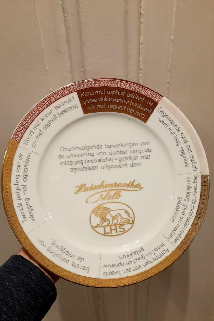 Oud winkel fabrieksbord porselein met technieken, Ophalen of Verzenden