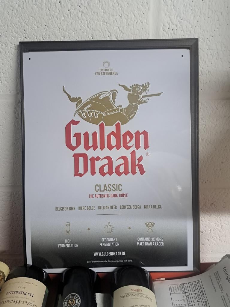 Ijzeren reklamebord  van de gulden draak bier, Verzamelen, Ophalen, Zo goed als nieuw, Reclamebord