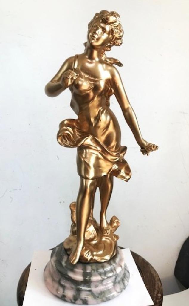 Beeld Moreau Goud verguld Carrara Marmer H 40😍💎💑🤗👌, Ophalen of Verzenden