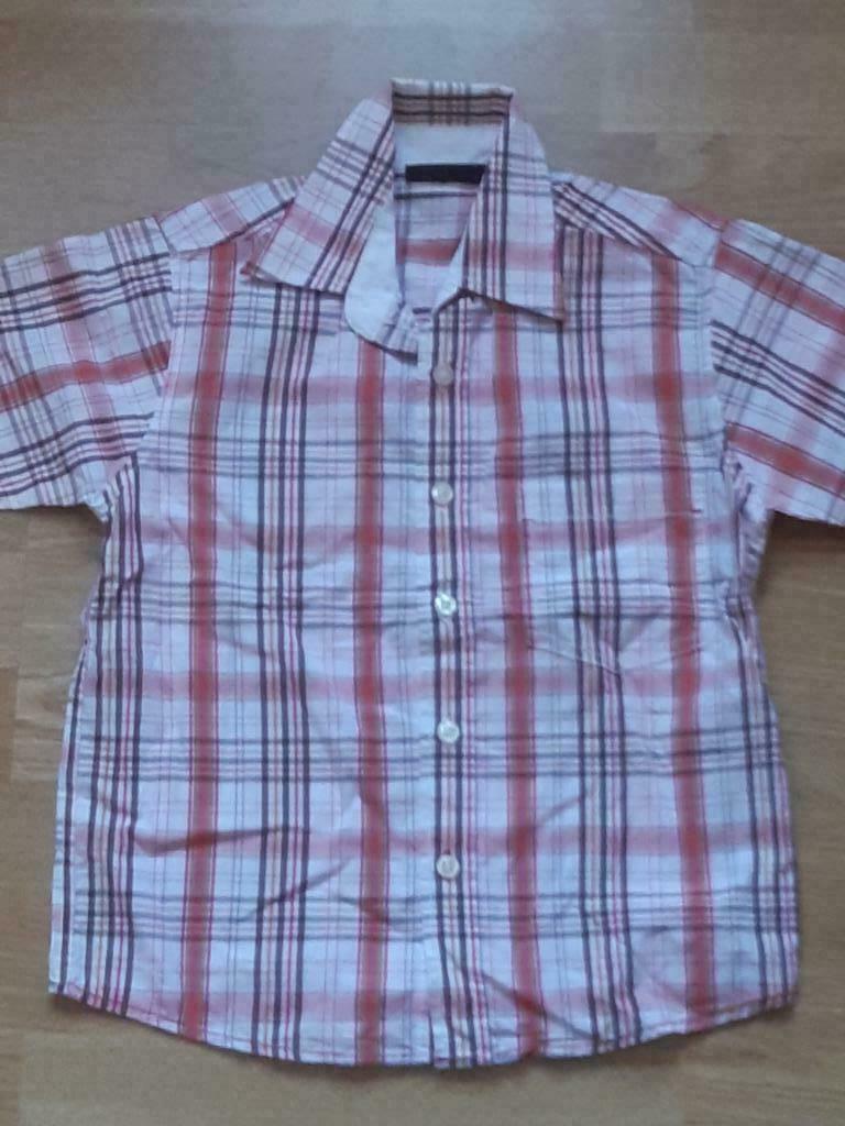 hemd korte mouw-Nonito Kids-116-geruit br./rood/wit-knopen, Ophalen, Nieuw, Jongen, Shirt of Longsleeve