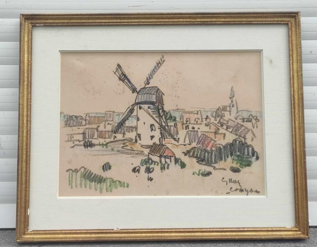 Pastel coxyde signe géo navez, Antiek en Kunst, Ophalen of Verzenden