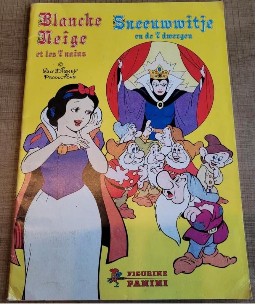 Sneeuwwitje: oud Panini stickeralbum, Verzamelen, Disney, Gebruikt, Plaatje of Poster, Sneeuwwitje of Doornroosje, Ophalen of Verzenden