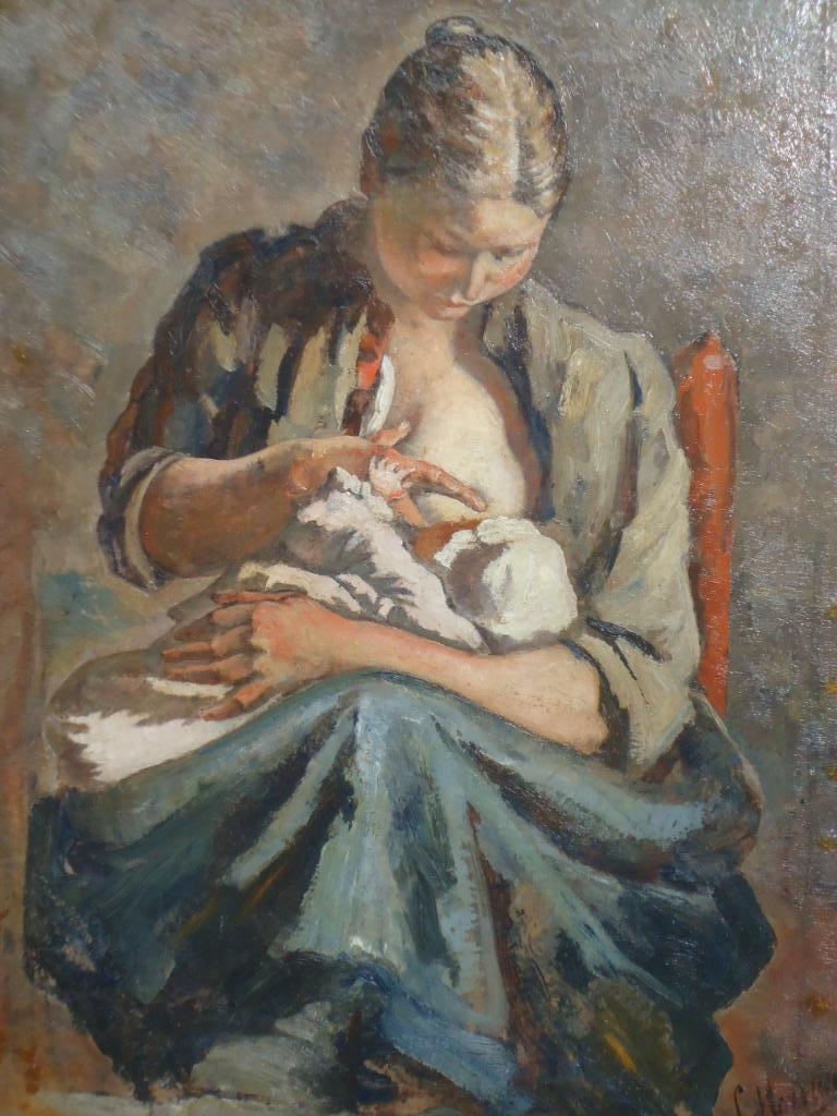 LOUIS HOUWAERT XIXE huile/toile Mère Georges GIROUX BXL, Enlèvement