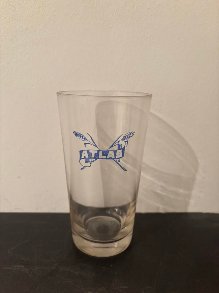 Oud acide bierglas Atlas, Verzamelen, Biermerken, Ophalen of Verzenden, Zo goed als nieuw, Glas of Glazen, Overige merken