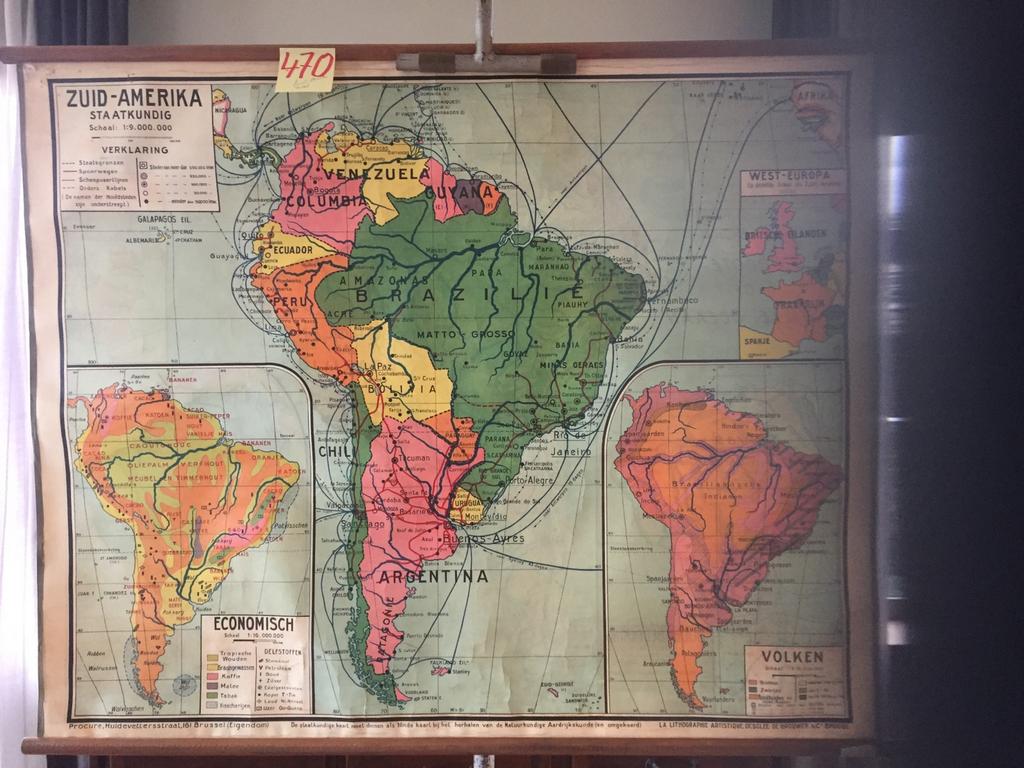 Retro schoolkaart nr. 470 : Zuid-Amerika, Antiek en Kunst, Antiek | Schoolplaten, Aardrijkskunde, Ophalen
