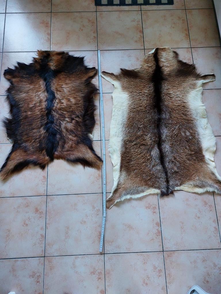 2 peaux de chèvre large douce tapis décoration coussin sac à, Maison & Meubles, Enlèvement ou Envoi, Comme neuf