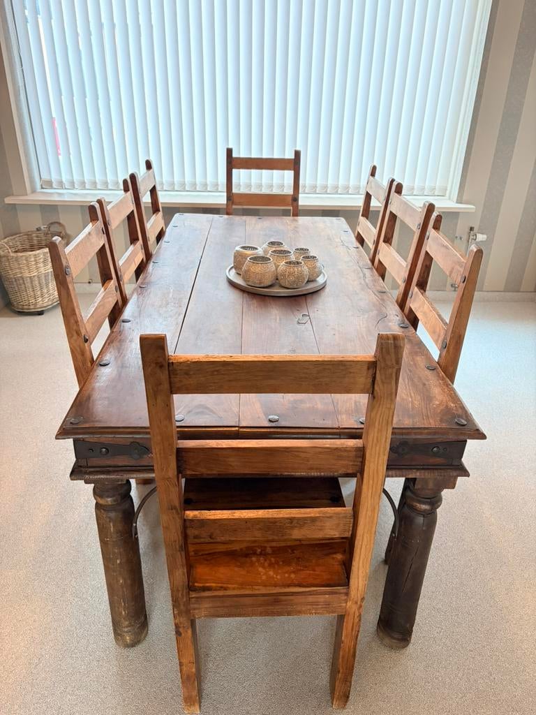 Livingtafel koloniale  stijl, Ophalen, Gebruikt, Vijf personen of meer, Rechthoekig