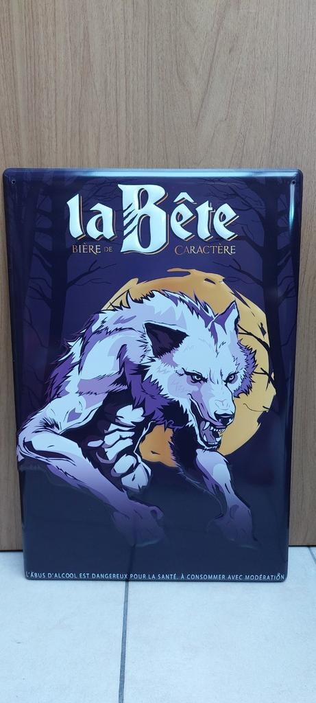 Très rare enseigne publicitaire authentique La Bête bière (6, Enlèvement ou Envoi, Neuf, Panneau, Plaque ou Plaquette publicitaire
