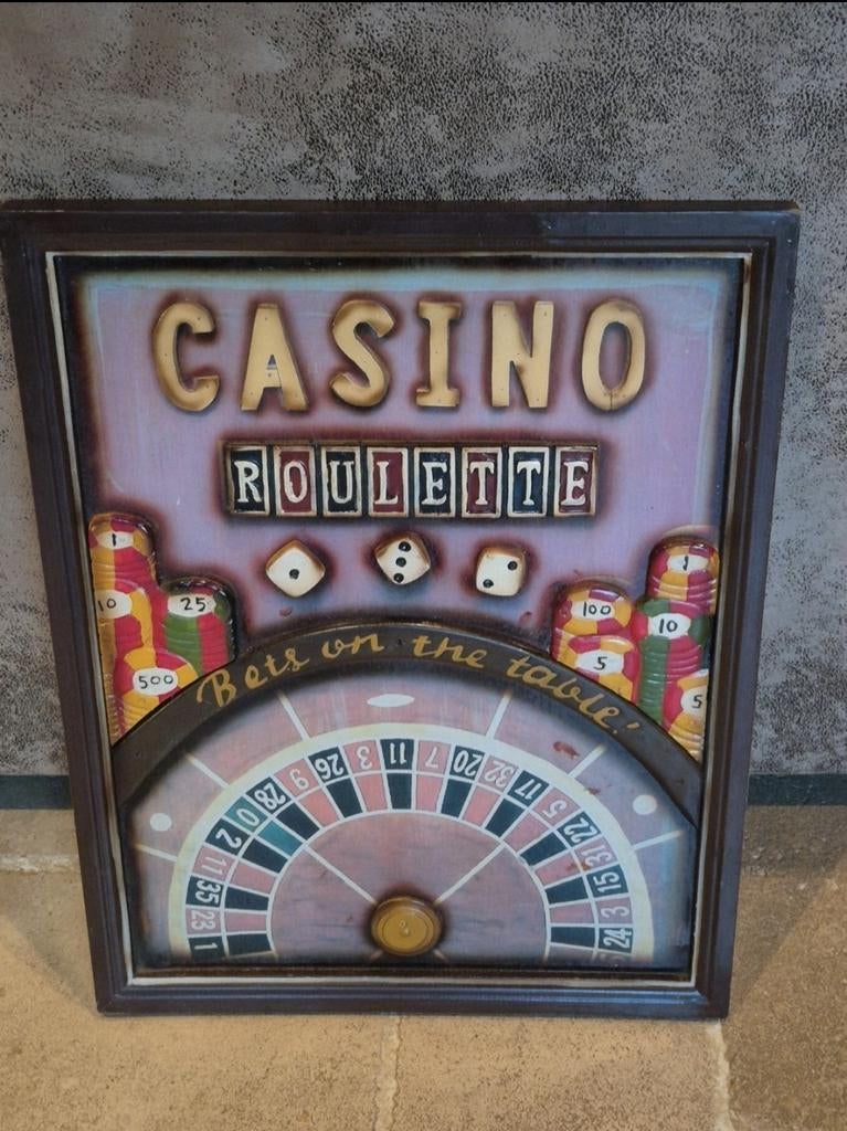 Tableau pub en bois Casino Roulette, Collections, Enlèvement ou Envoi, Comme neuf