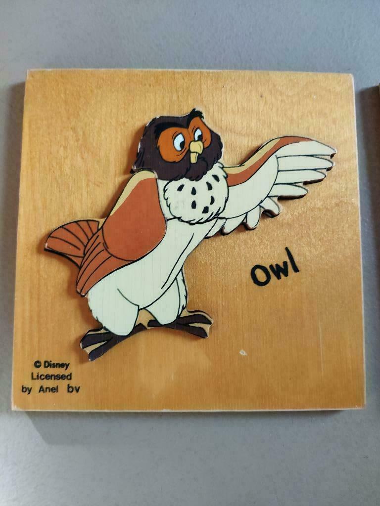 Vintage retro houten Disney puzzel uil kanga roe winnie poeh, Ophalen of Verzenden, Gebruikt, Overige typen
