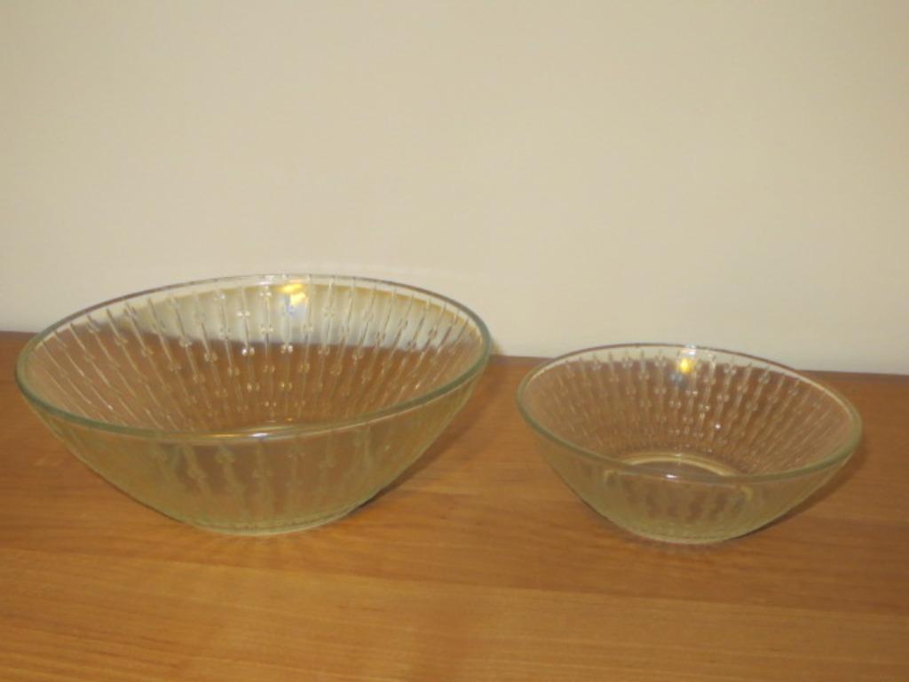 2 glazen kommen - vintage - verschillende afmeting  - glas, Gebruikt, Ophalen of Verzenden, Glas, Kom(men)