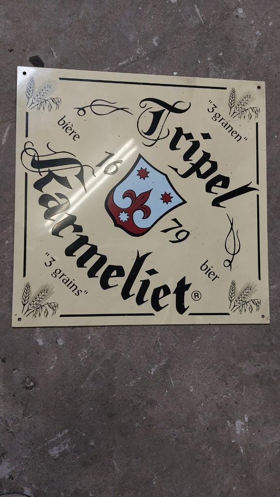 Reclame bord karmeliet, Verzamelen, Biermerken, Ophalen of Verzenden